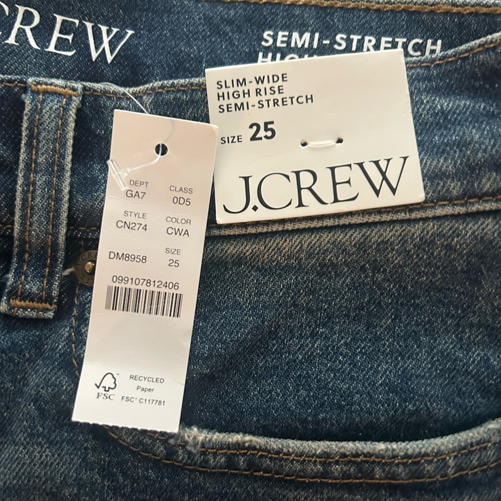 J. Crew High-Rise Slim-Wide Jeans in Denim Blue